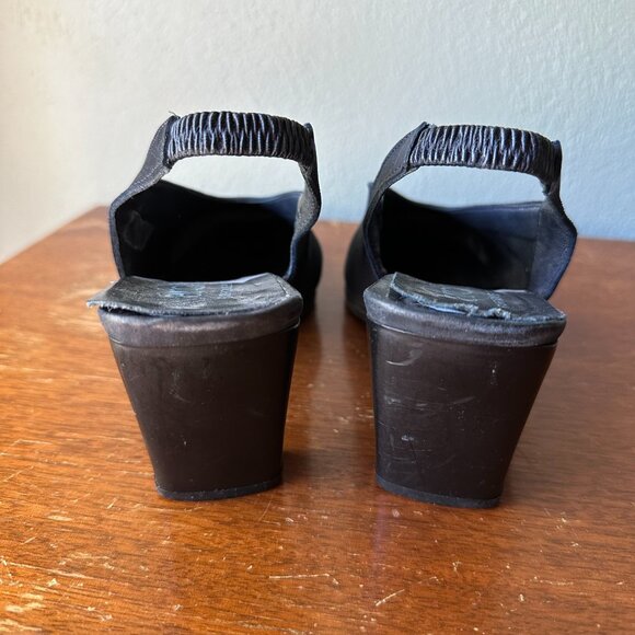 ARCHE Square Toe Navy Slingback Heels | EU 38 US 7.5-8 | leather 90's - Picture 8 of 9